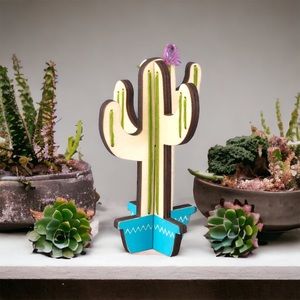 Primitives By Kathy Wooden Stitched Standup Home Décor • Cactus